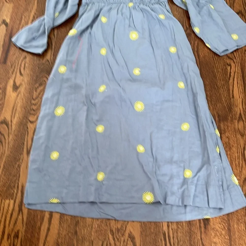 Free People Emory Dress Embroidered Sun Midi Size Medium Blue New